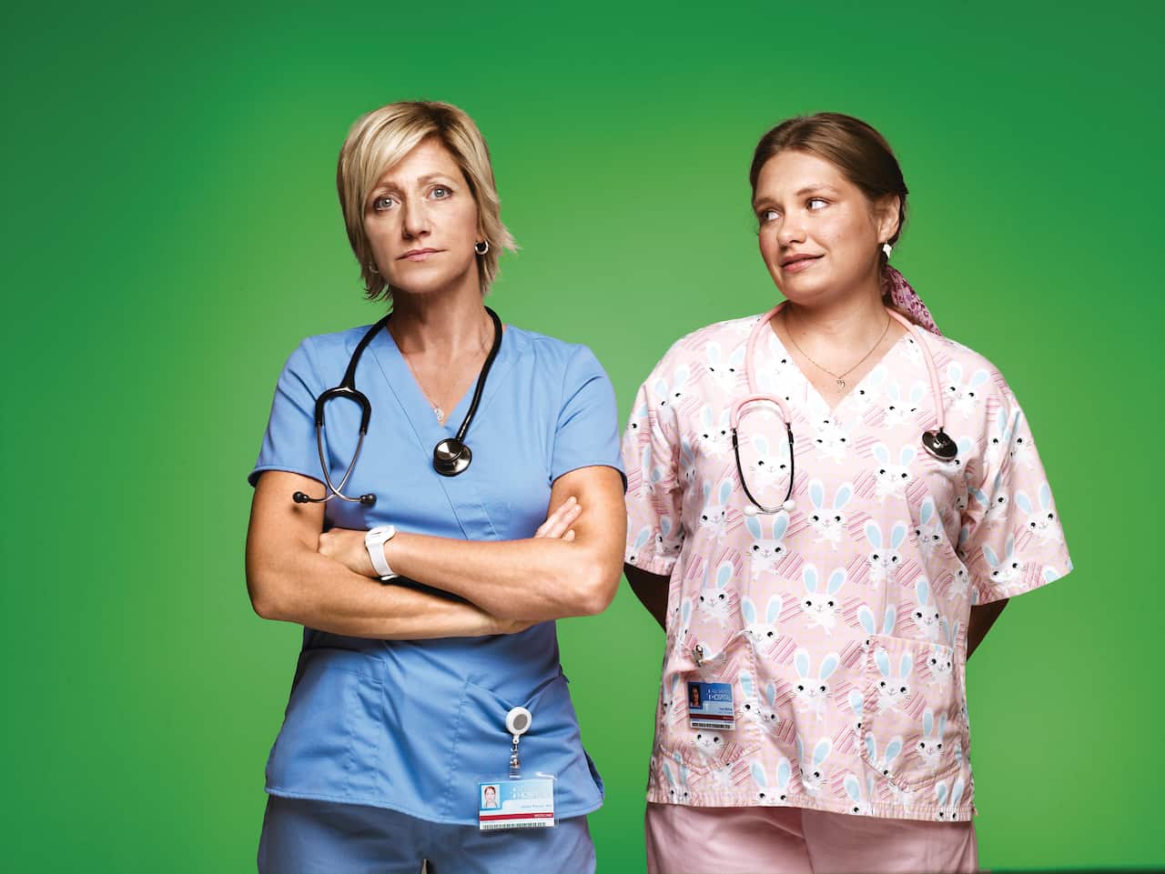 Edie Falco (Jackie) and Merritt Wever (Zoey) in 'Nurse Jackie'.