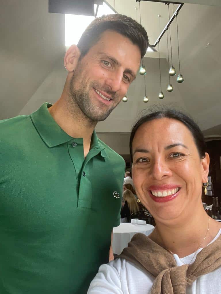 Gina Ponce de León y Novak Djokovic