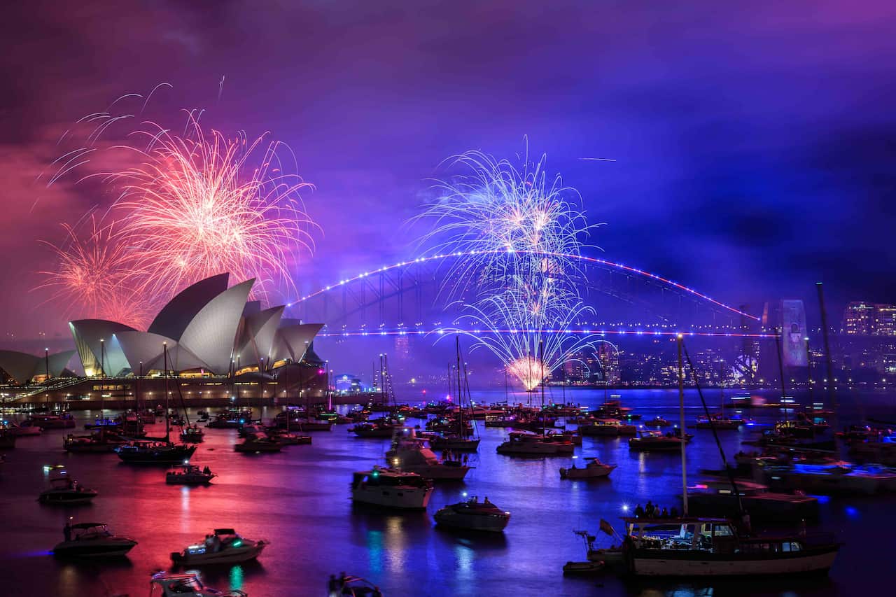 Fireworks over the Sydney Harbour.
