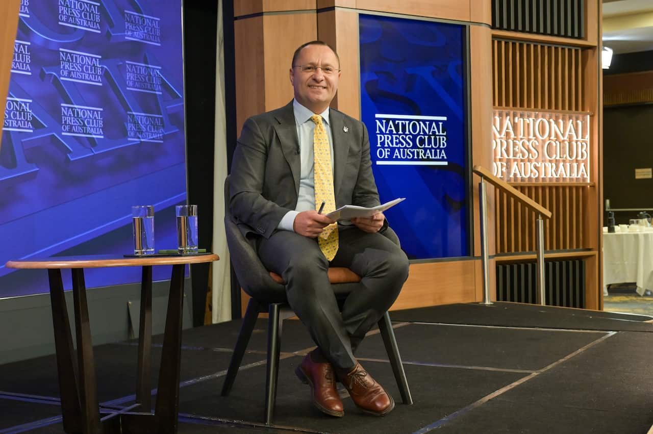 His Excellency Mr Vasyl Myroshnychenko, Ambassador of Ukraine to Australia, National Press Club of Australia. Credit Elesa Kurtz..jpg