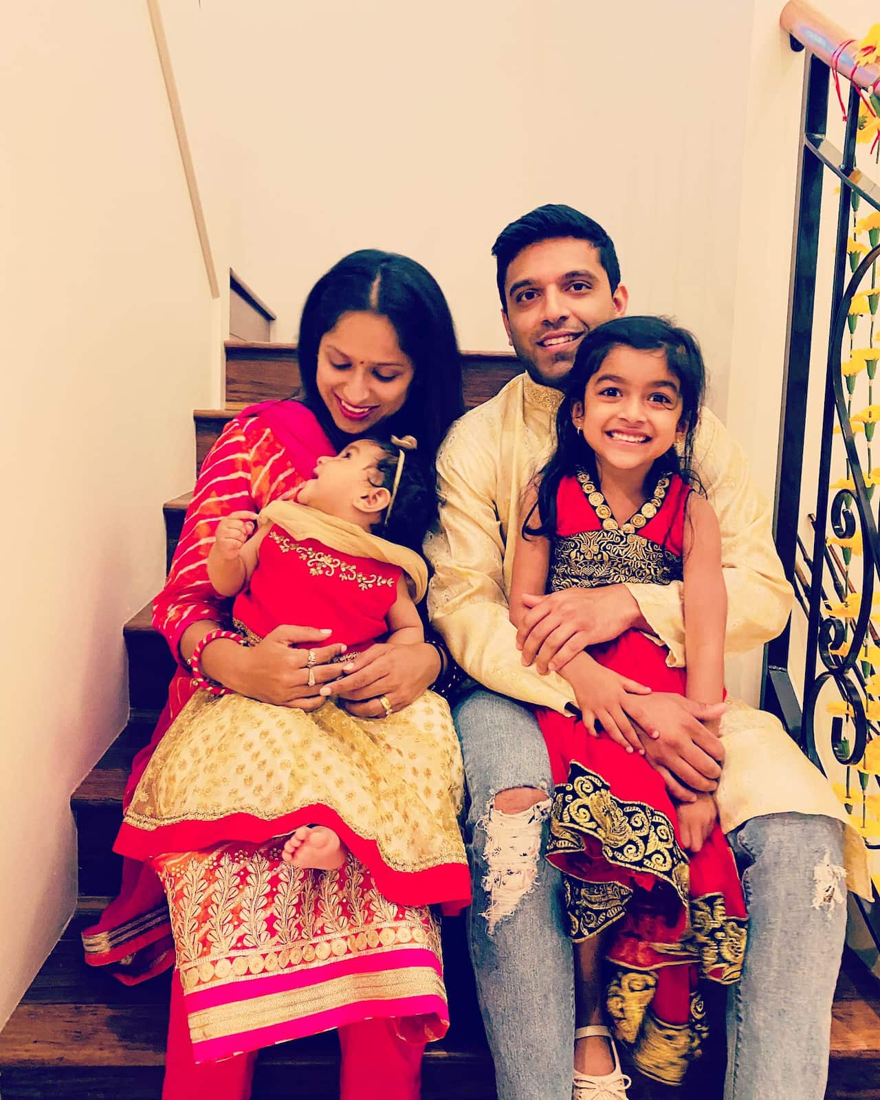 Myra Saxena with her parents.