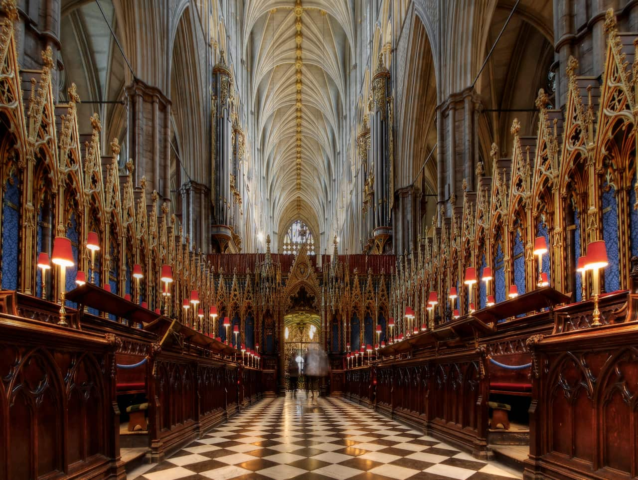 Westminster Abbey in London looking past the choir