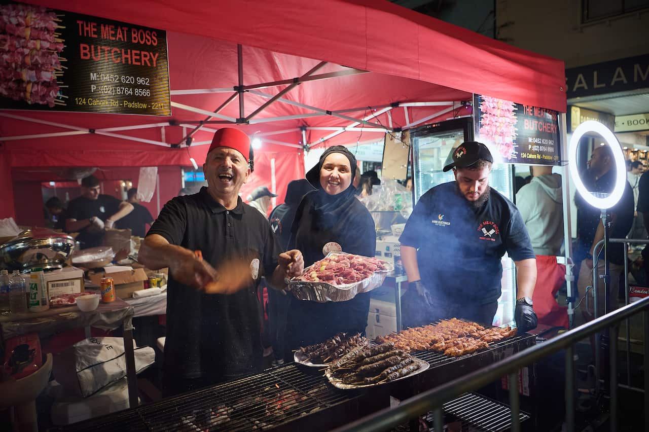 Members of the community visit Haldon Street during Ramadan at Lakemba in Sydney.