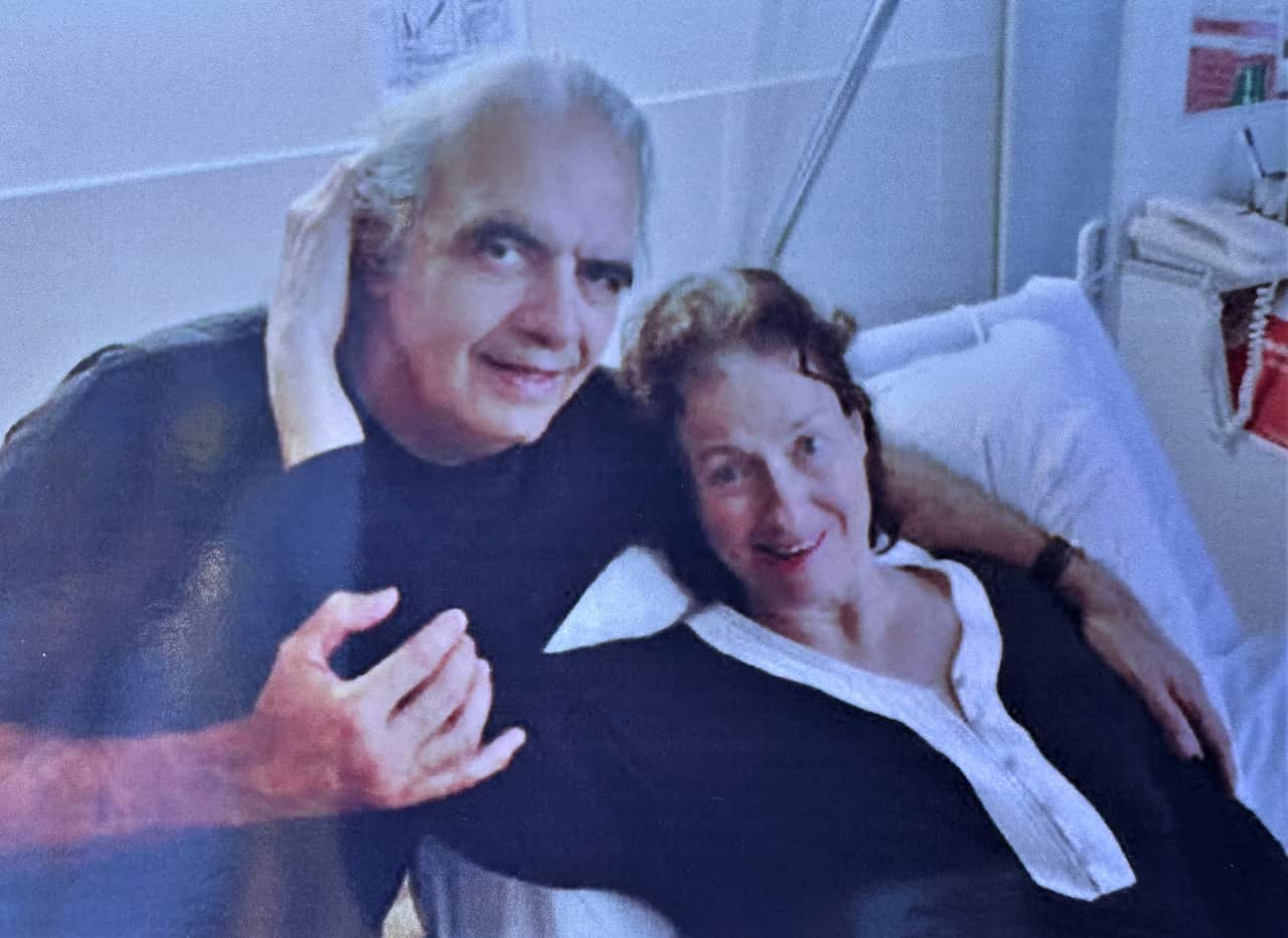 Vincenzo with Elaine at Balmain Hospital after her stroke in 2014.