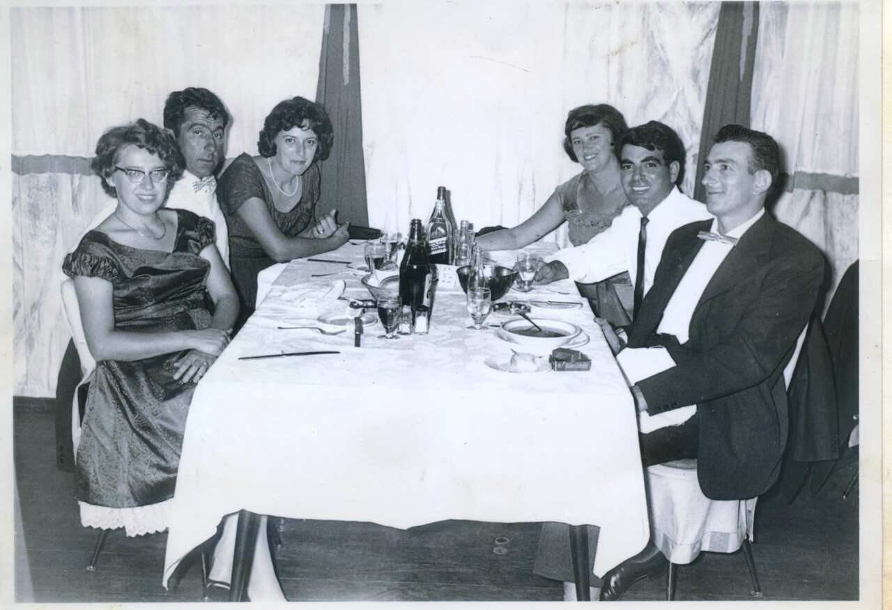 Our 1st dinner out in Australia  with my  sister Andreina her husband Tony and friends 1965 Perth