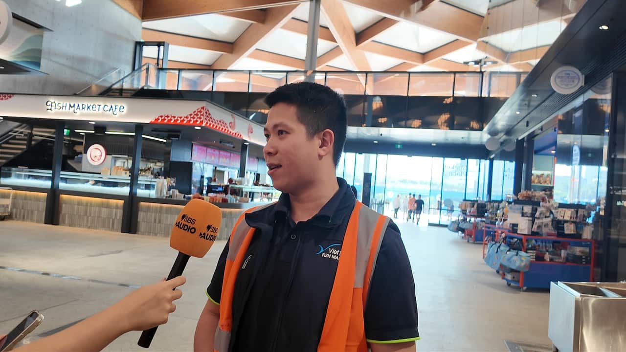 Anh Nguyễn Đức Huy, một chủ tiệm hải sản tại Cabramatta có mặt lúc sáng sớm cho buổi đấu giá.jpg