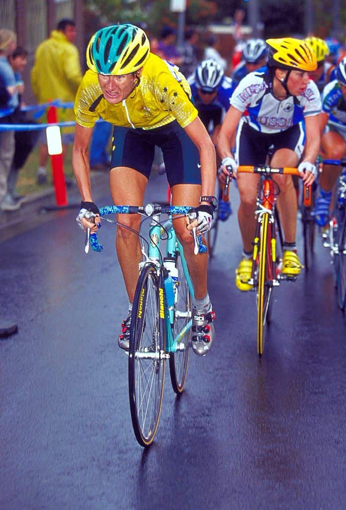 Tracey Gaudry of Australia in action during the Sydney 2000 Women's Cycling Road Race