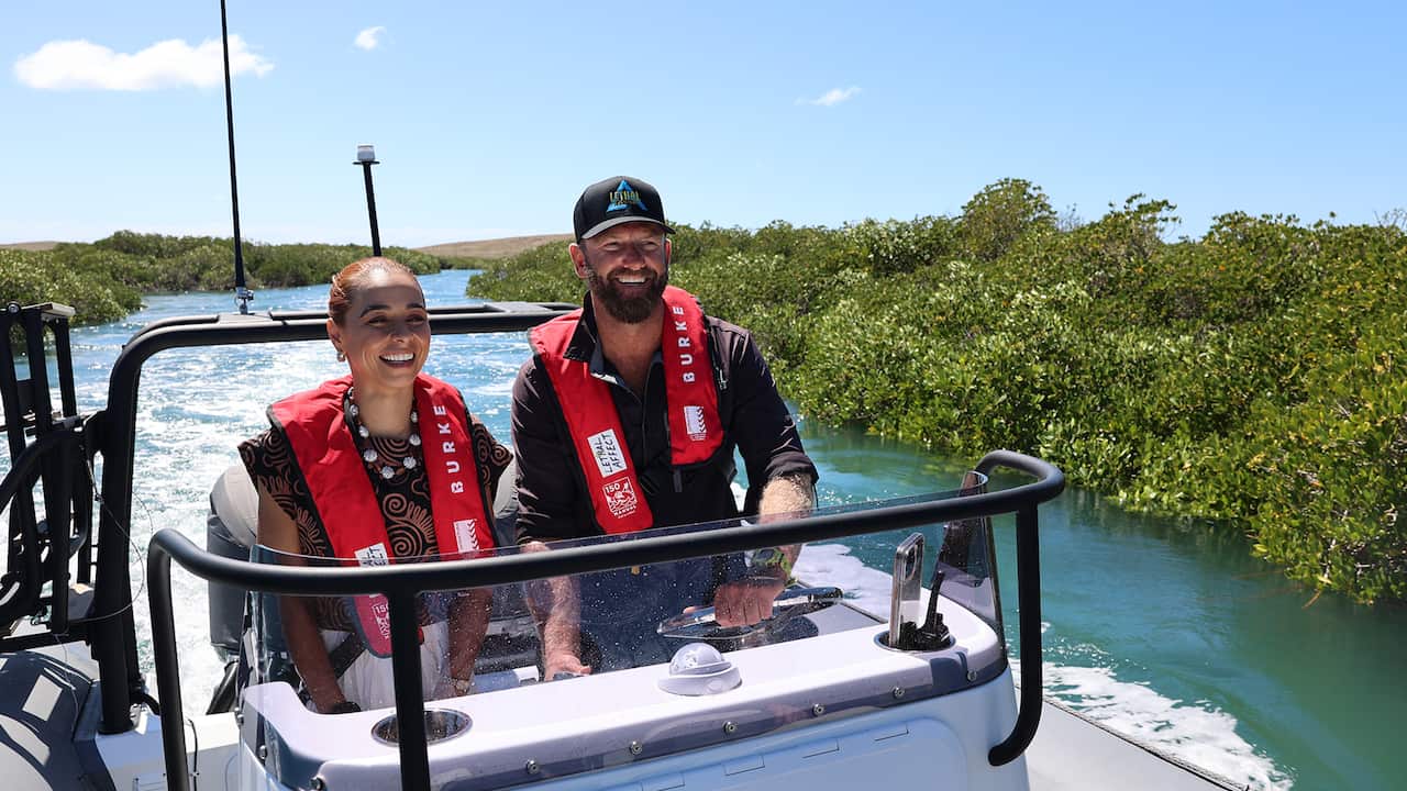 Brooke Blurton cruises the Dampier Archipelago off WA's Pilbara coast with tour guide Leith Rowe