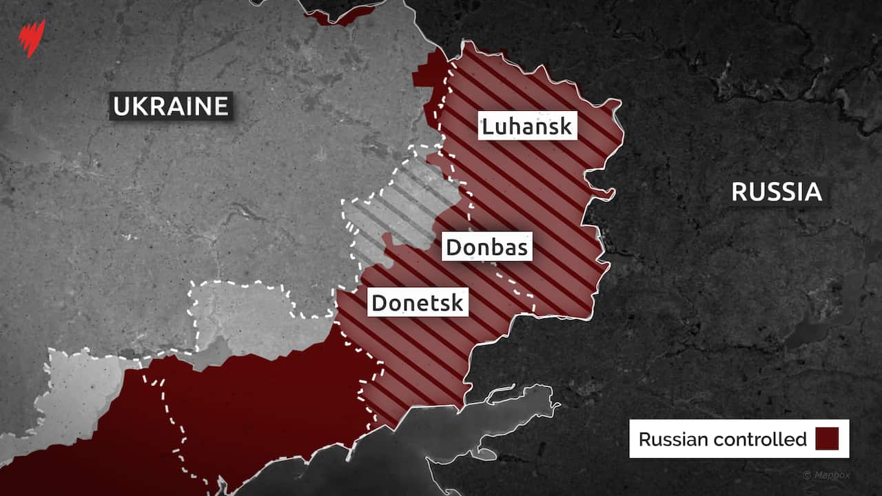 A map showing the Donbas area of Ukraine.