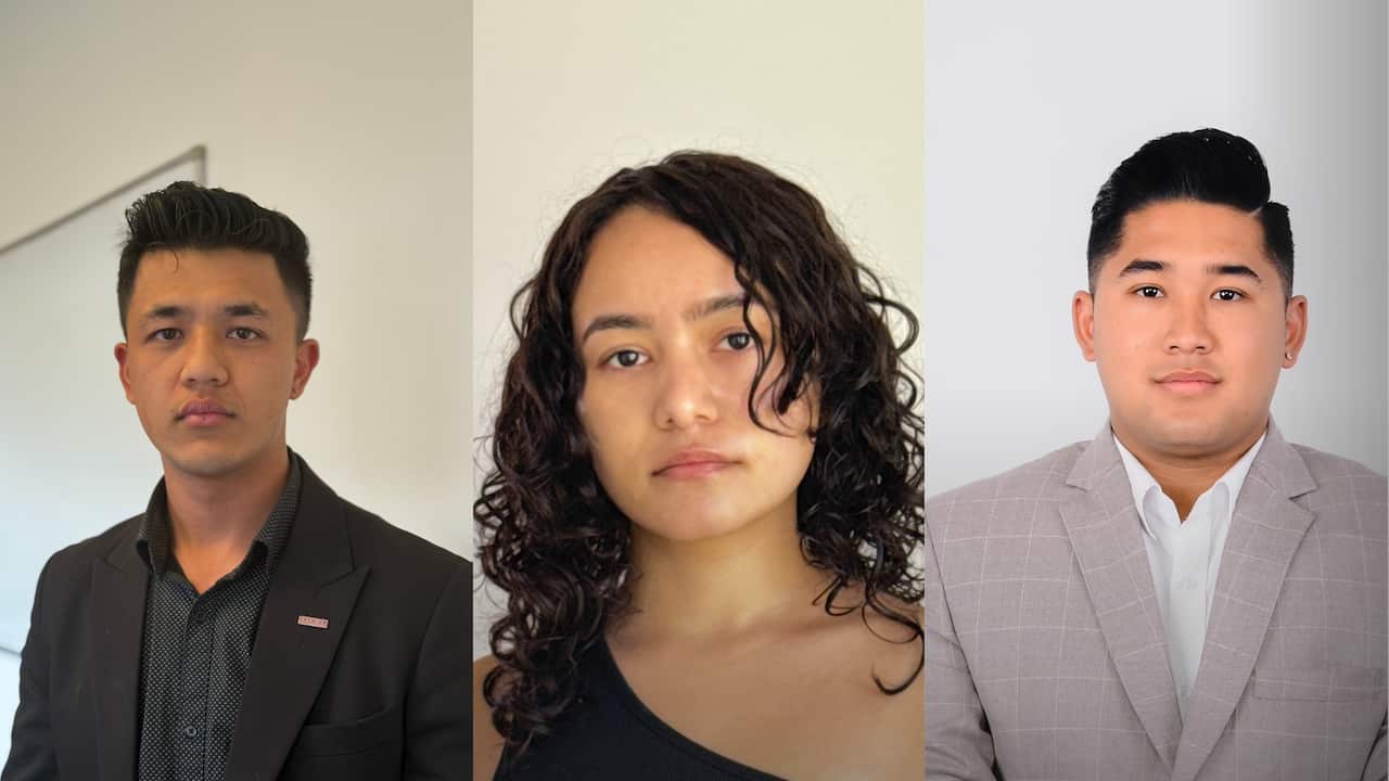 A three-way header image of two Nepali men and a woman. 