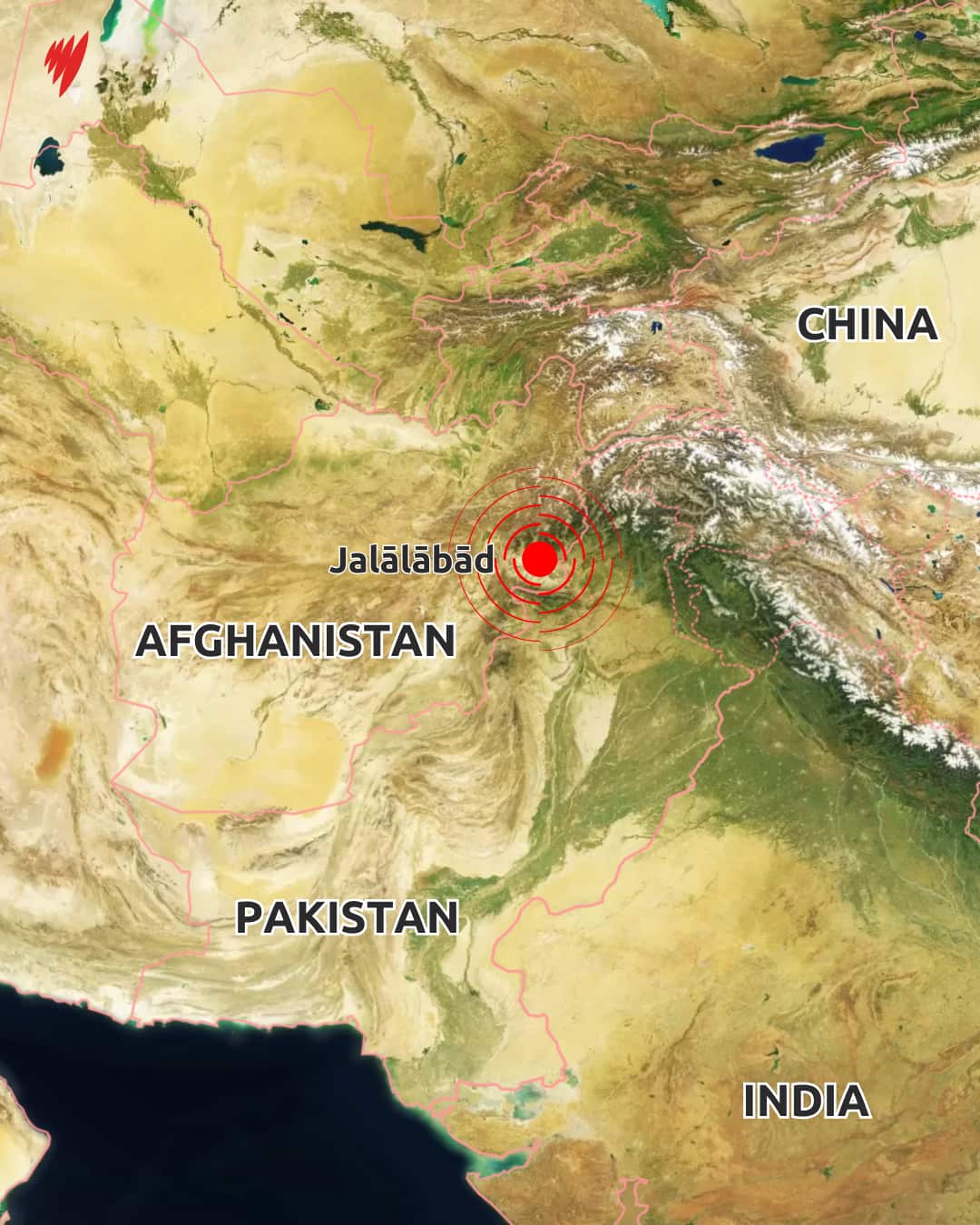 A map indicating where the earthquake hit