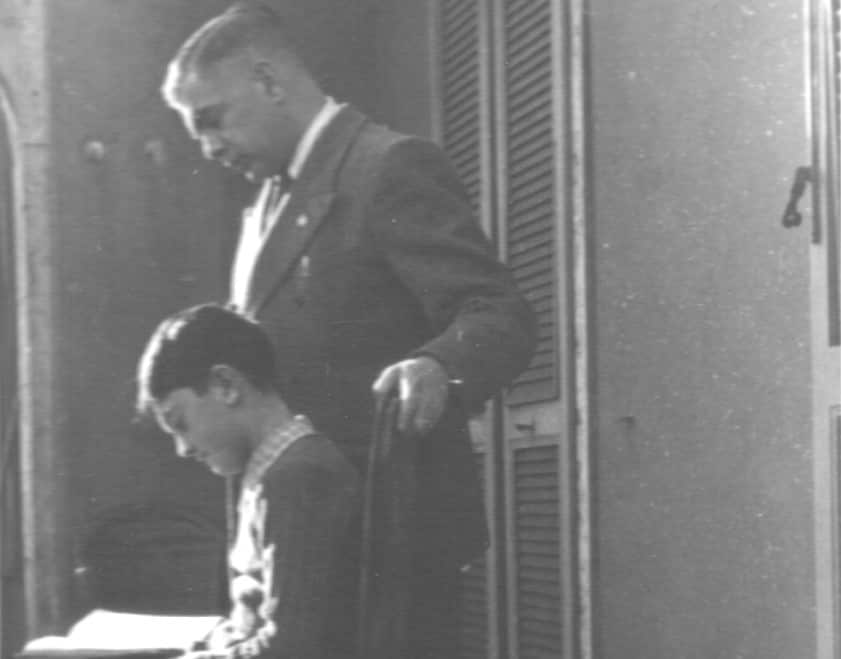 John Maneschi with his father in 1942.