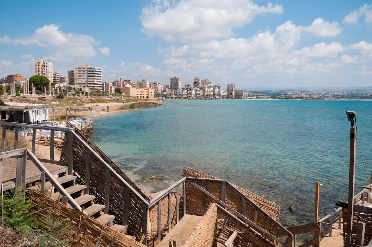 City and beach in Tyre, Lebanon