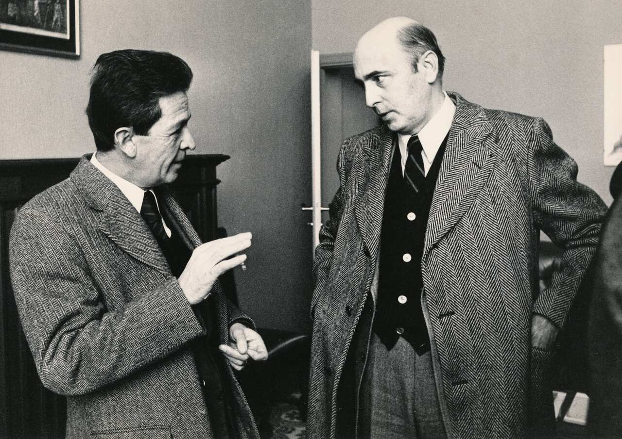Giorgio Napolitano talking to Enrico Berlinguer