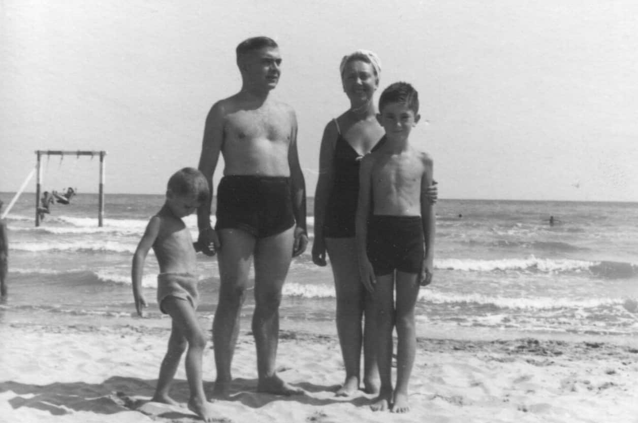 John Maneschi with his family at the beach in 1942.