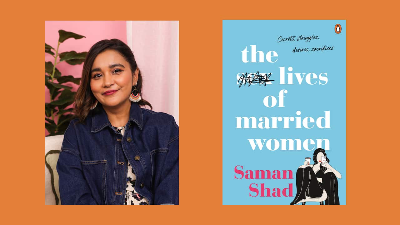 A composite image of the author and her book cover. 