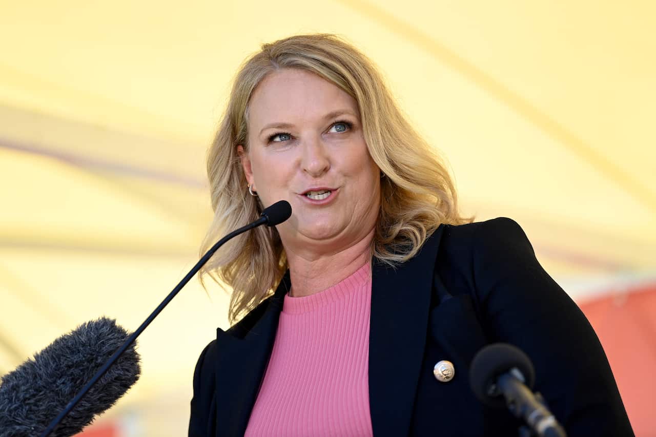 A woman speaking.