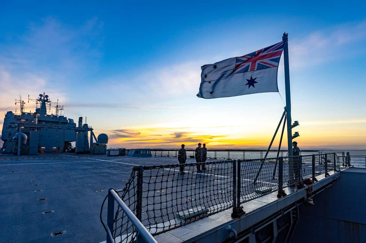 HMAS Choules - Training at sea