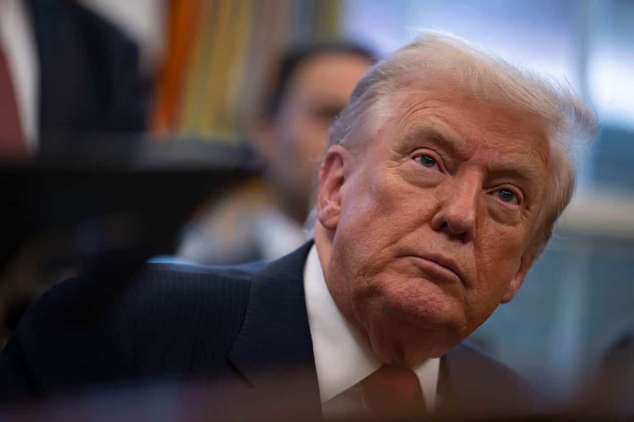 A close up of the US president Donald Trump at the White House
