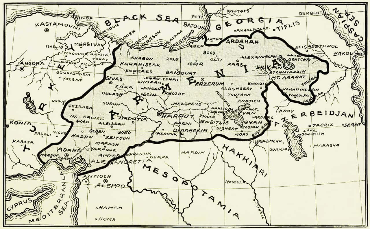 Turkey / Armenia: The proposed frontiers of an Armenian state according to the terms of a memorandum officially presented by the Armenian National Delegation to the Peace Conference in Paris, 1919