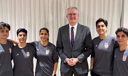 Home Affairs Minister Tony Burke met with five players from theIranian women' football team on Tuesday morning and granted them asylum.jpg