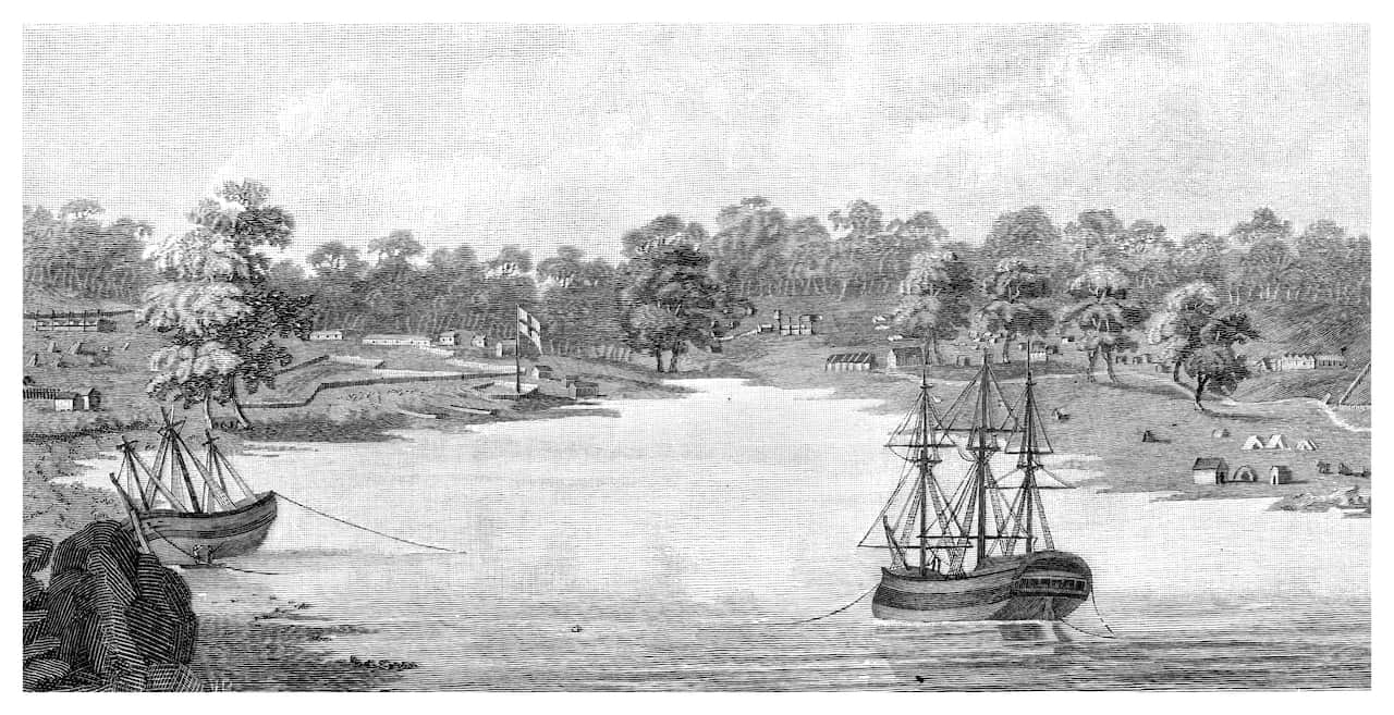 Sydney Cove, New South Wales, Australia, 1788, (1886).