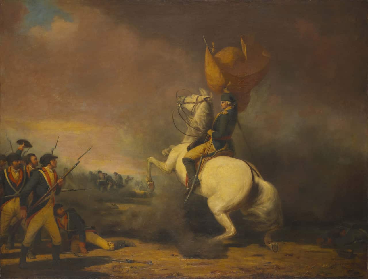 Washington Rallying the Americans at the Battle of Princeton; By: William T. Ranney; 1848, as seen in Ken Burns' The American Revolution