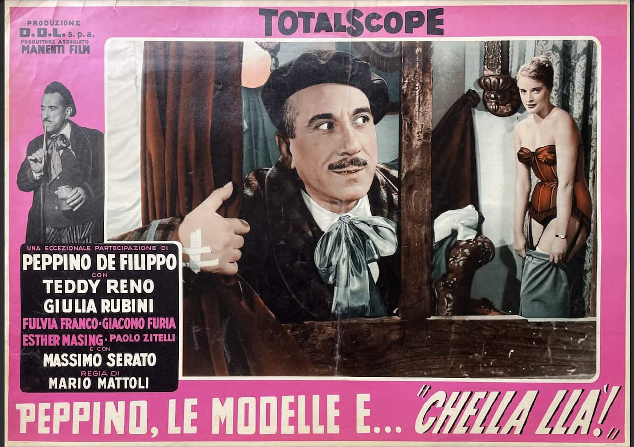 La locandina di "Peppino, le modelle e... chella là!", dalla collezione di Santo Cilauro.
