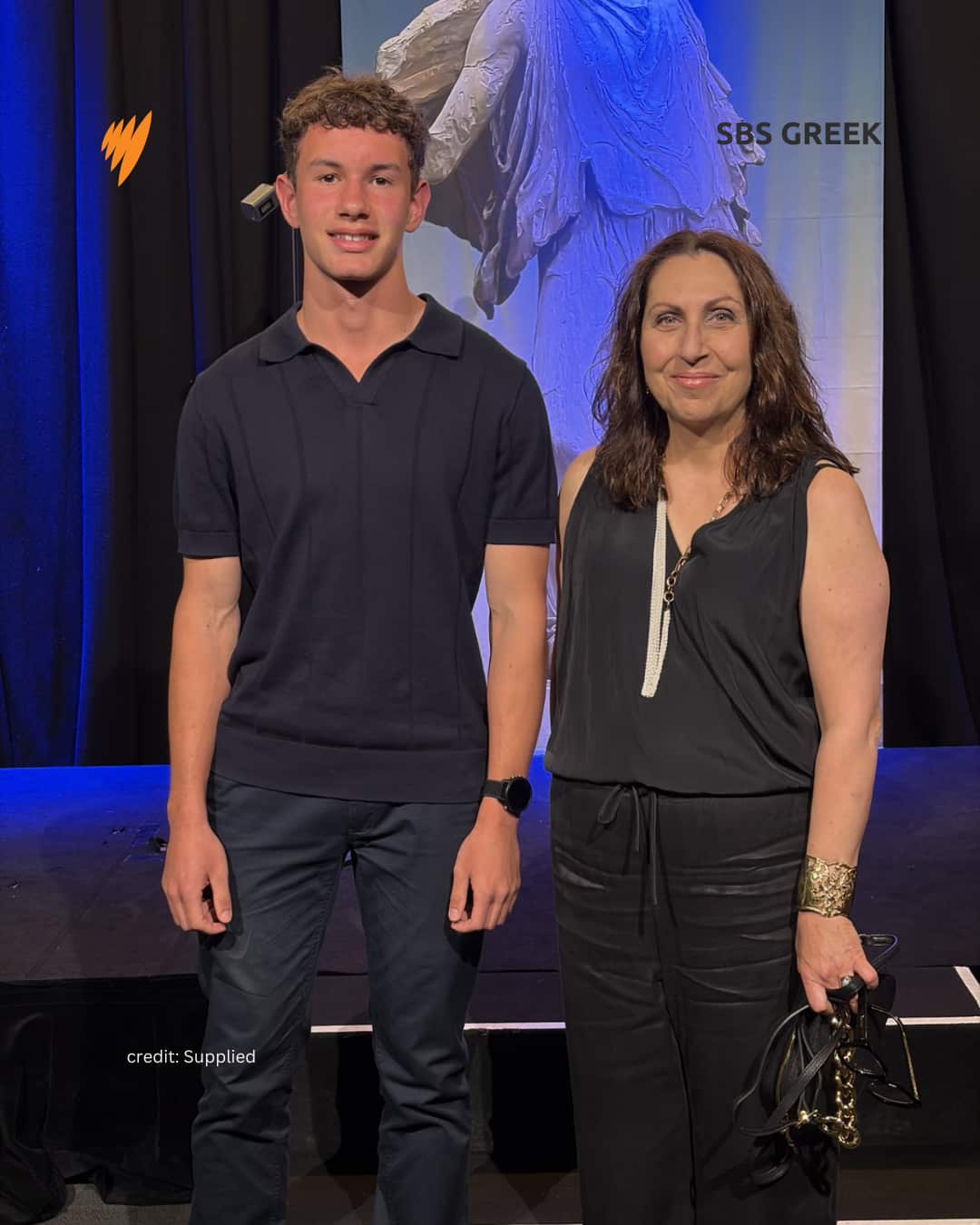 Ο Κωνσταντίνος Κιούσης με την καθηγήτριά του, Όλγα Αντωνάκη