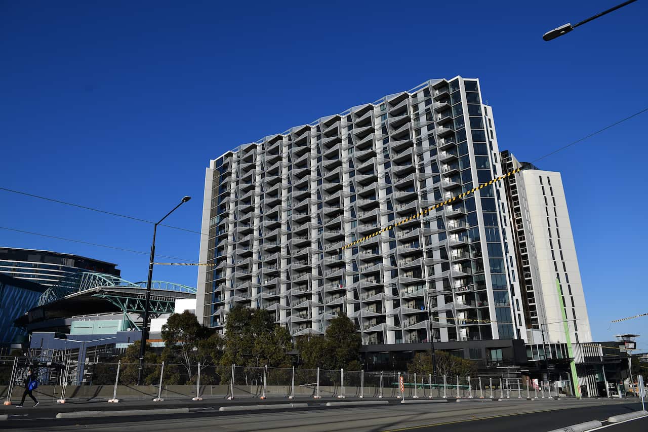A large apartment building in Docklands