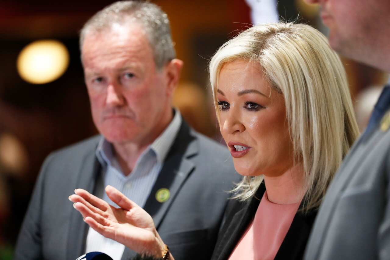 Close up of Michelle O'Neill speaking to media