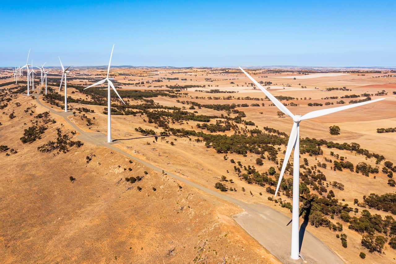 Wind Farm out in a paddock.