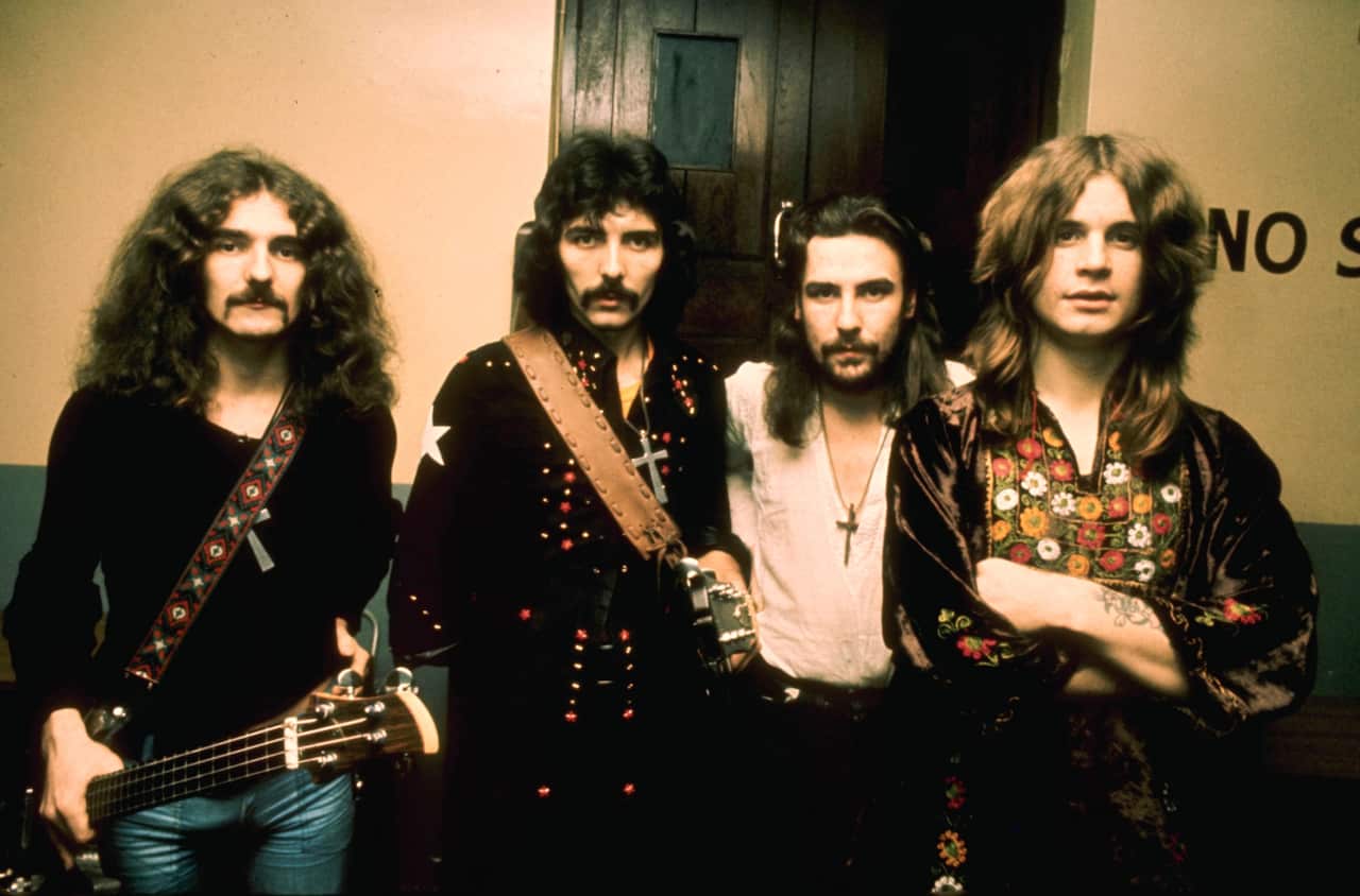 Four men in a row.