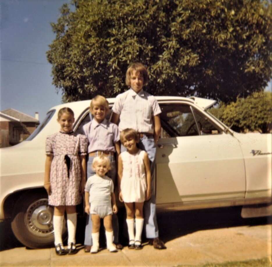 Enrichetta's children with the first family car in Australia 1973