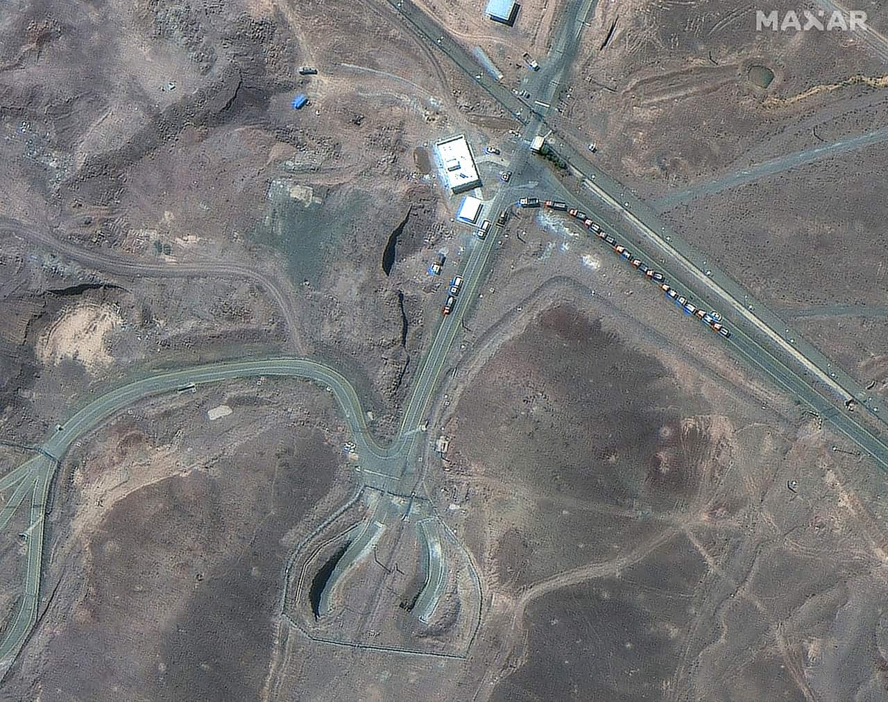 Cargo Trucks Near Tunnel Entrance at Fordow Facility