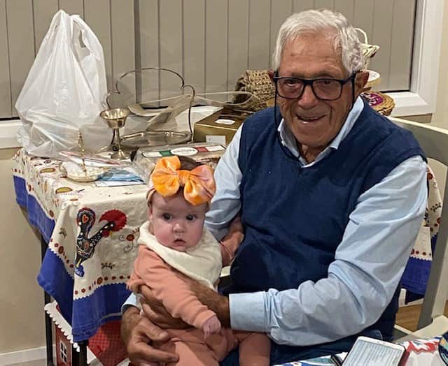 Aldo Reggiani with her baby great granddaughter Hazel.