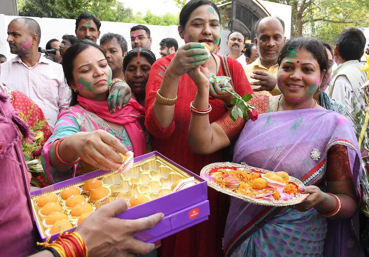 India: LJP (Ramvilas) President Chirag Paswan Celebrates Victory In Lok Sabha Elections