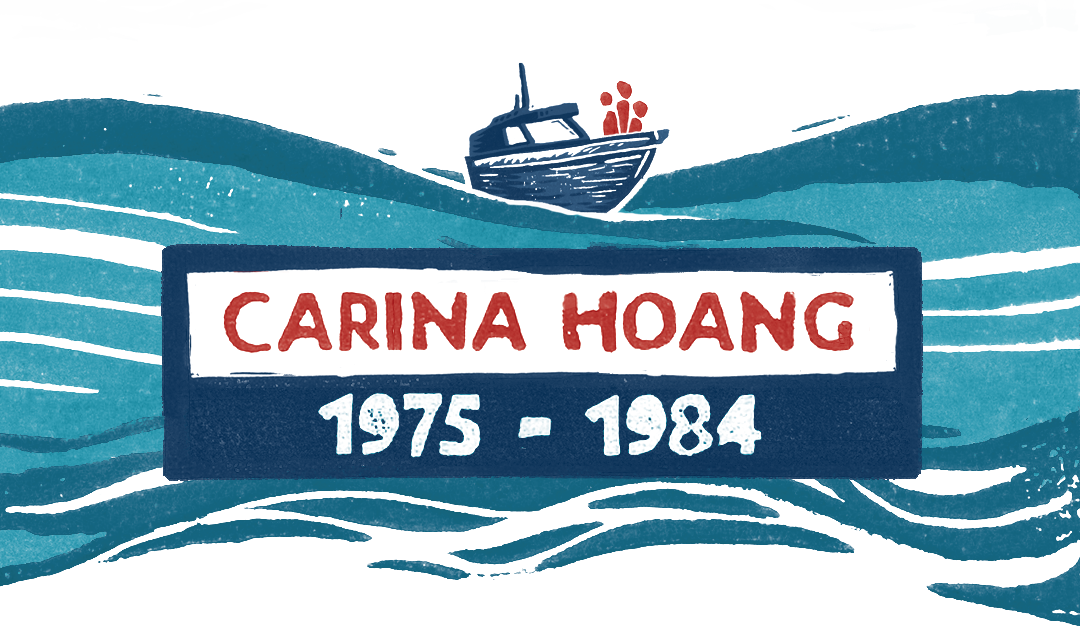 An artwork depicting a journey to Australia by boat. 