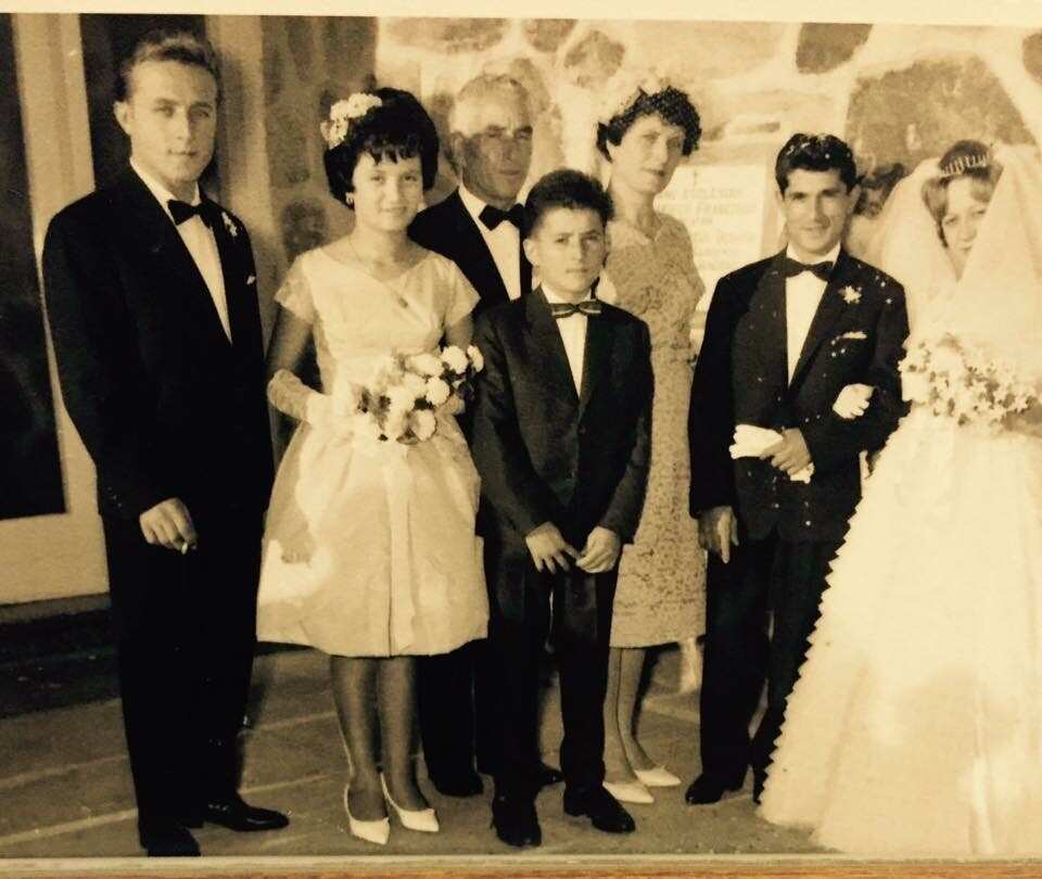 Carmine with his parents and sister at his cousin Ada's wedding.