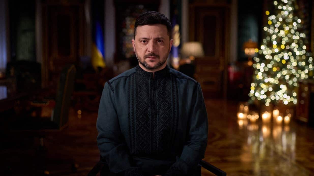Ukrainian President Zelenskyy's New Year's Address On TV - Kyiv