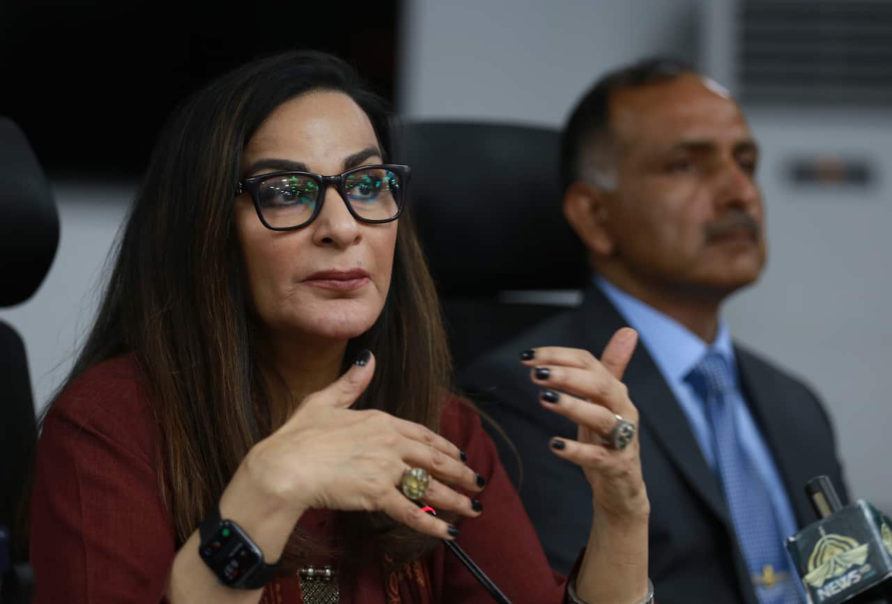 Pakistan's Climate Change Minister Sherry Rehman briefs