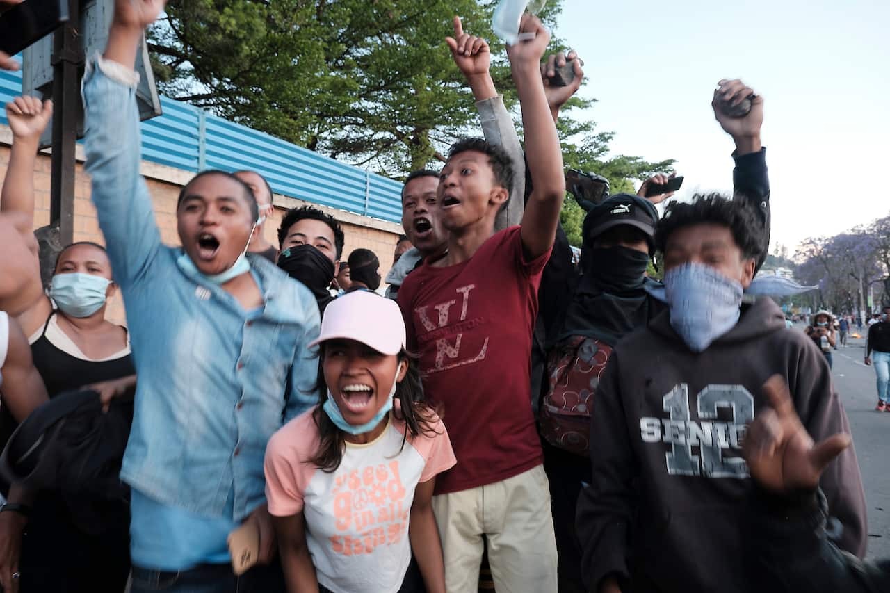 Activists take part in an anti-government protest