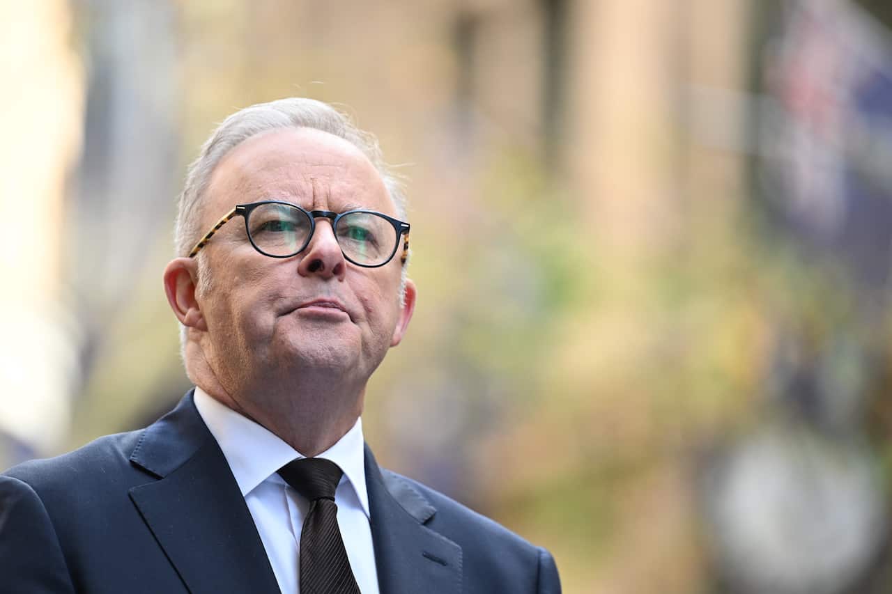 Anthony Albanese purses his lips