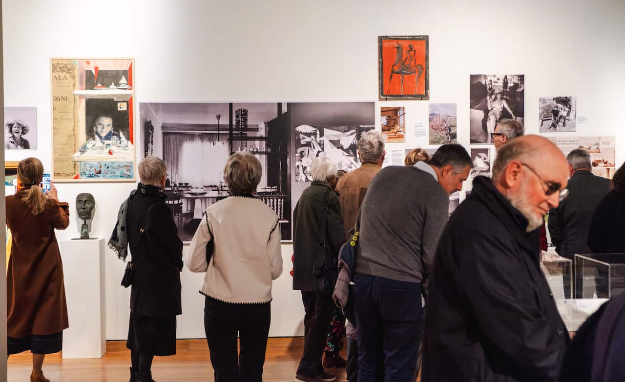 Visitors at the opening of the Taglietti: Life In Design exhibition at the Canberra Museum and Gallery.
