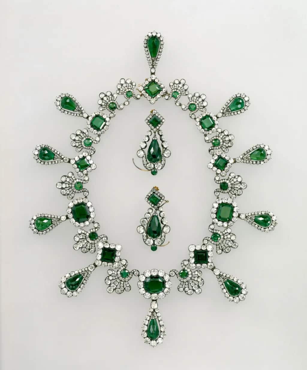 An emerald necklace and earrings from Empress Marie Louise
