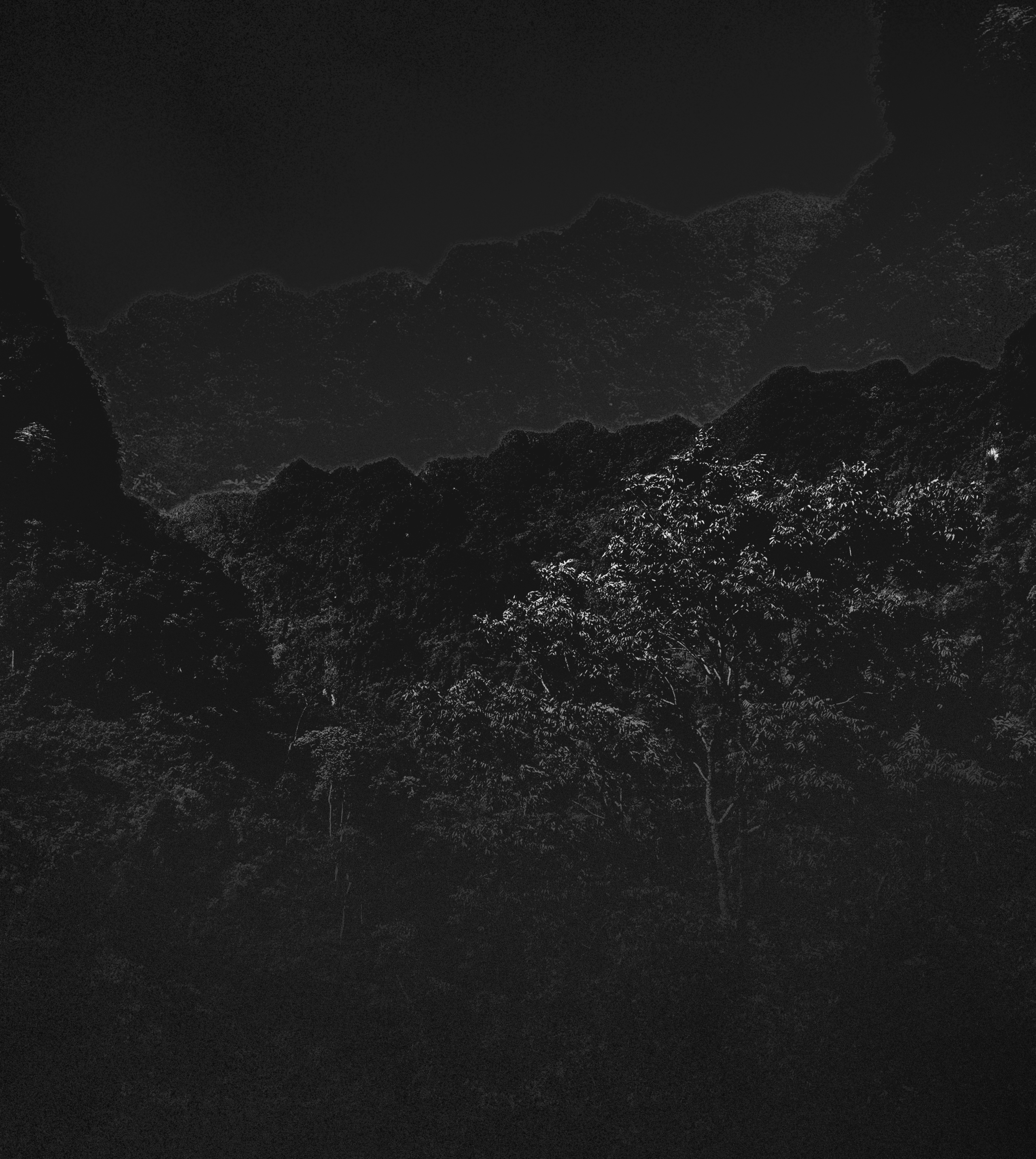 Darkened landscape of mountains in Vietnam
