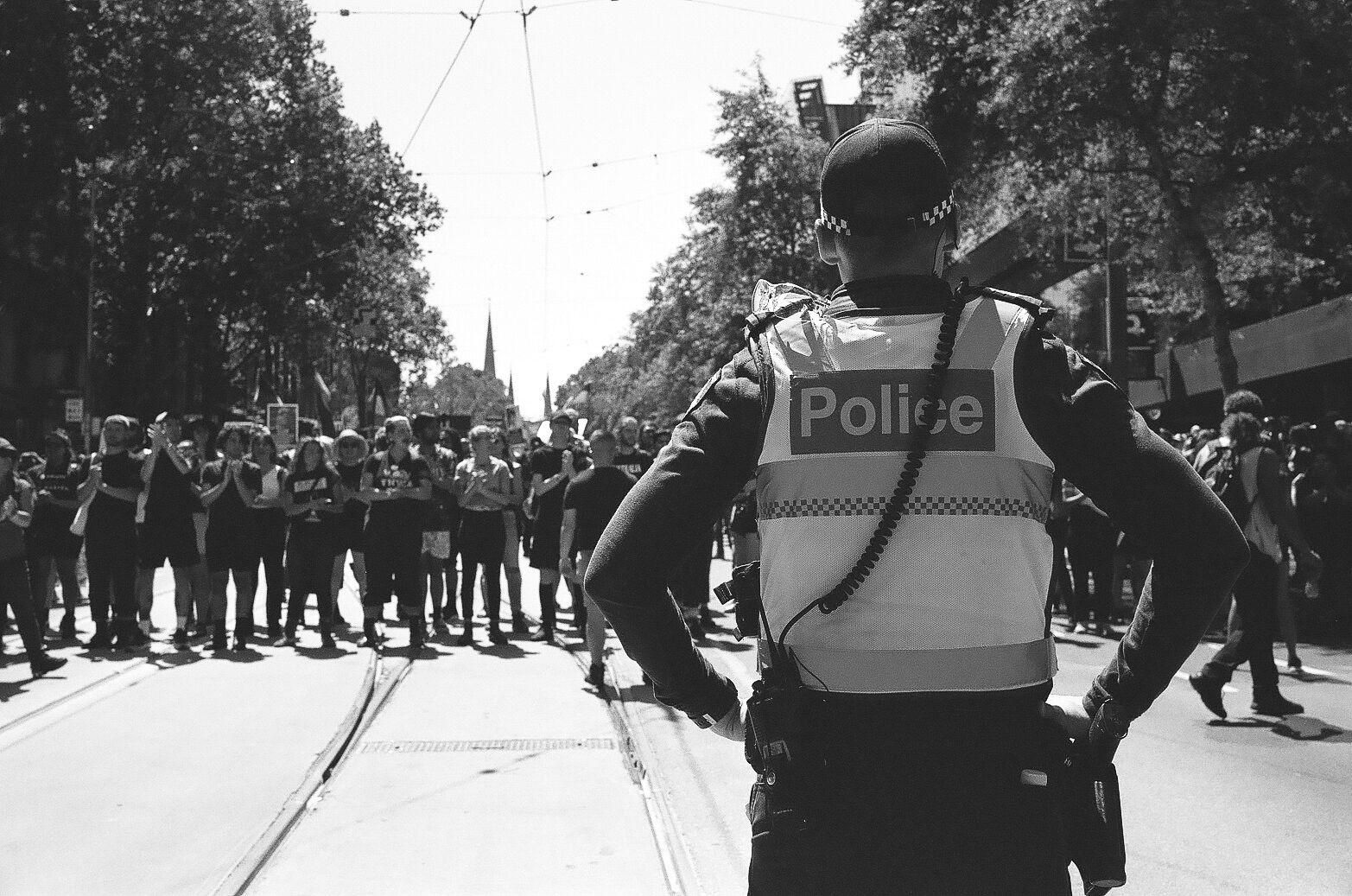Despite the large crowds, the march while noisy, was largely peaceful.