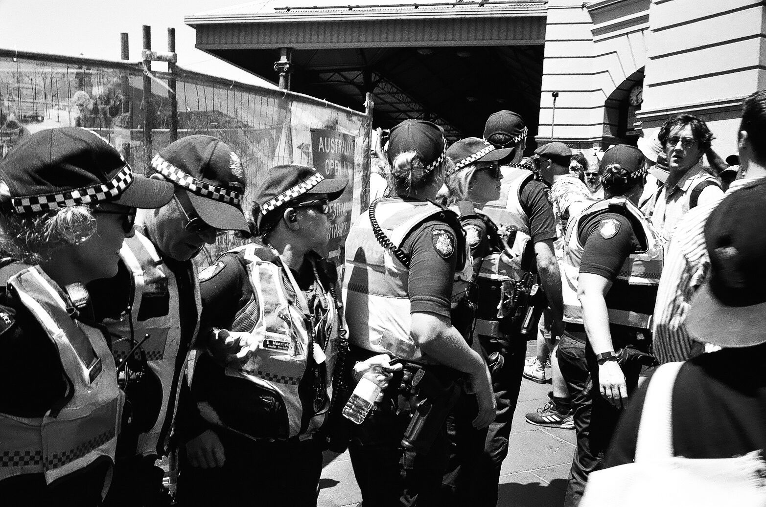 As the protest had a sit-down outside Flinders Street Station, a far-right agitator was involved in an altercation with protesters. 