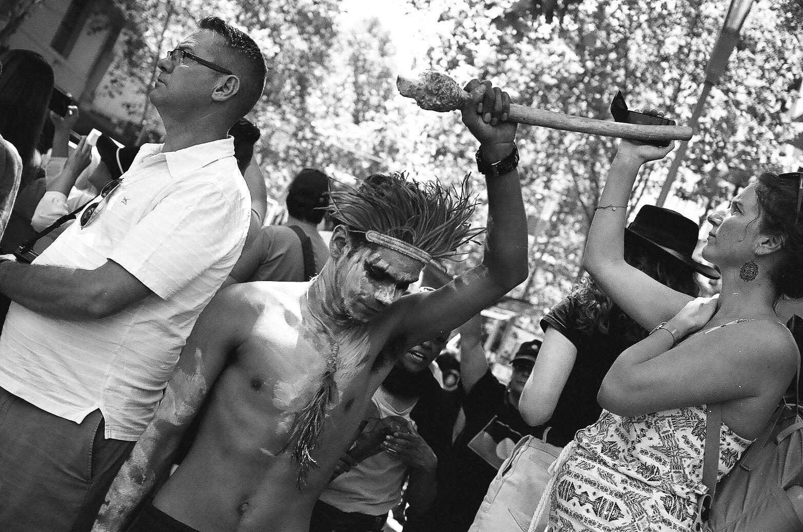 At times the march intersected with the onlooking crowds.