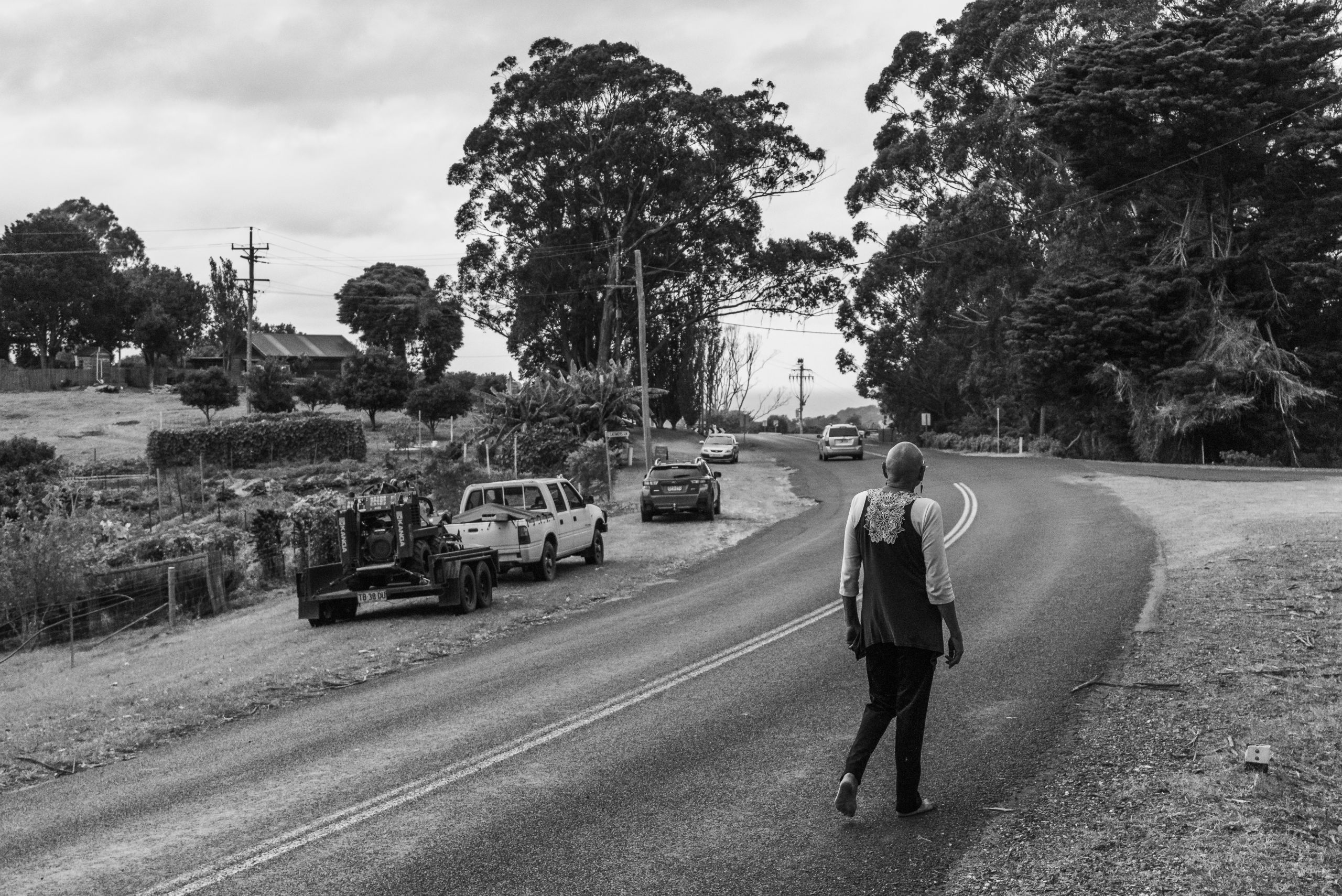 Karen watches Glen leave and says, "I'll see you soon, Bruz." 18 April 2019. Yuin Country (Central Tilba, NSW).